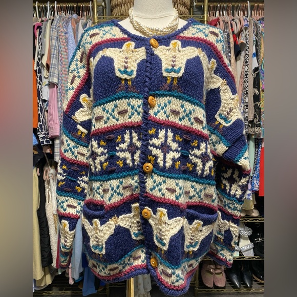EXPRESS TRICOT VINTAGE 90’s Hand-knitted Sweater Size Medium/Large. - Picture 1 of 8